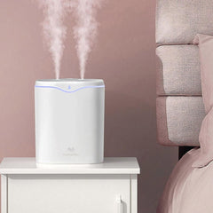 2L USB Double Spray Humidifiers with Colorful Light Cool Mist Ultrasonic Steam Air Humidifier White