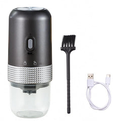 1pc Portable Electric Burr Coffee Grinder Grey 18.8cm 13W USB Rechargeable