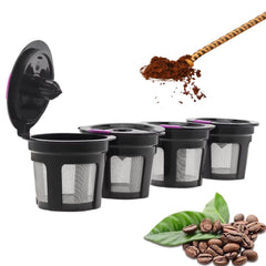 4 Pack Refillable Coffee Pods Compatible with Keurig K Cup Machines - Black