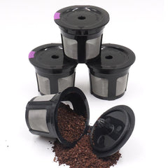 4 Pack Refillable Coffee Pods Compatible with Keurig K Cup Machines - Black