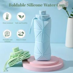 800ml Large-Capacity Food-Grade Silicone Collapsible Water Cup, Portable Outdoor High-Temperature Resistant Water Bottle, Travel & Camping Compressible Water Bottle, Travel Water Cup - Blue