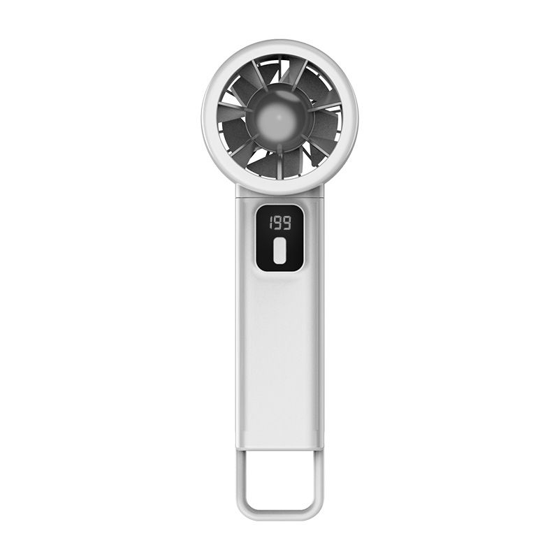 Portable Handheld Turbo Mini Fan Digital Display 199 Speed Adjustable Silent Pocket Fan for Outdoor Travel-white