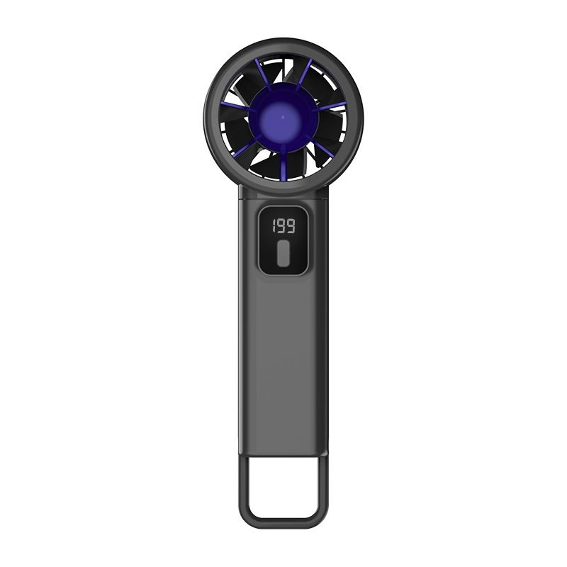 Portable Handheld Turbo Mini Fan Digital Display 199 Speed Adjustable Silent Pocket Fan for Outdoor Travel-gray