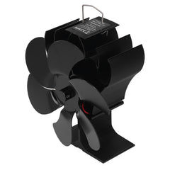 6 Blades Heat Powered Stove Fan High Temperature Resistance Self Starting Wood Burning Stove Fireplace Fan Black Diameter 152mm