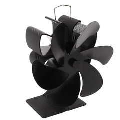 6 Blade Stove Eco Fan Black Self Starting High Temperature Resistance Energy Efficiency Heat Powered Fan for Home