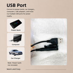 USB-Powered Heated Cushion with Faux Rabbit Fur, Ideal for Office Chairs, Car Seats, Outdoor Use, and Pet Warming – Soft, Portable, and Foldable Design (Grey)