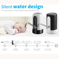 Black BPA-Free Electric Water Dispenser Pump, USB-C Rechargeable, Low Noise, Fits 2-5 Gallon Water Jugs 2.16" Neck, Electric water pump for bottled water