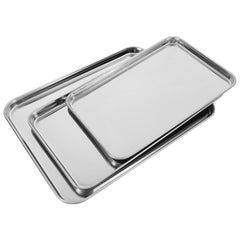3pcs Stainless Steel Lasagna Pan Silver Rectangular Baking Cooking Chefs