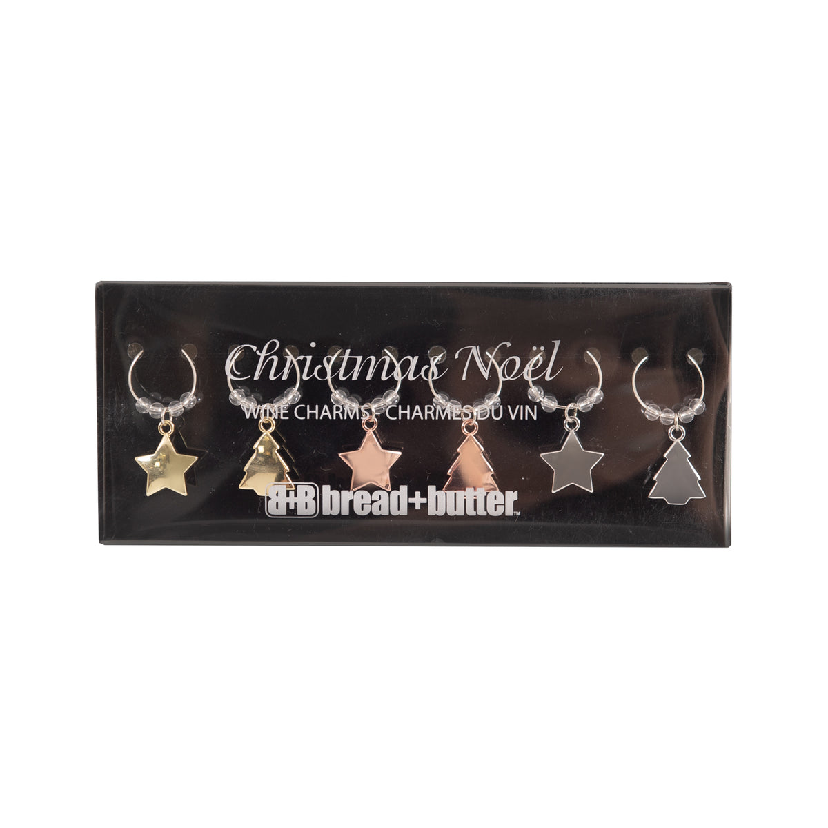 Bread and Butter (3) Star and (3) Tree Wine Glass Charms - 6 Pack-ACT