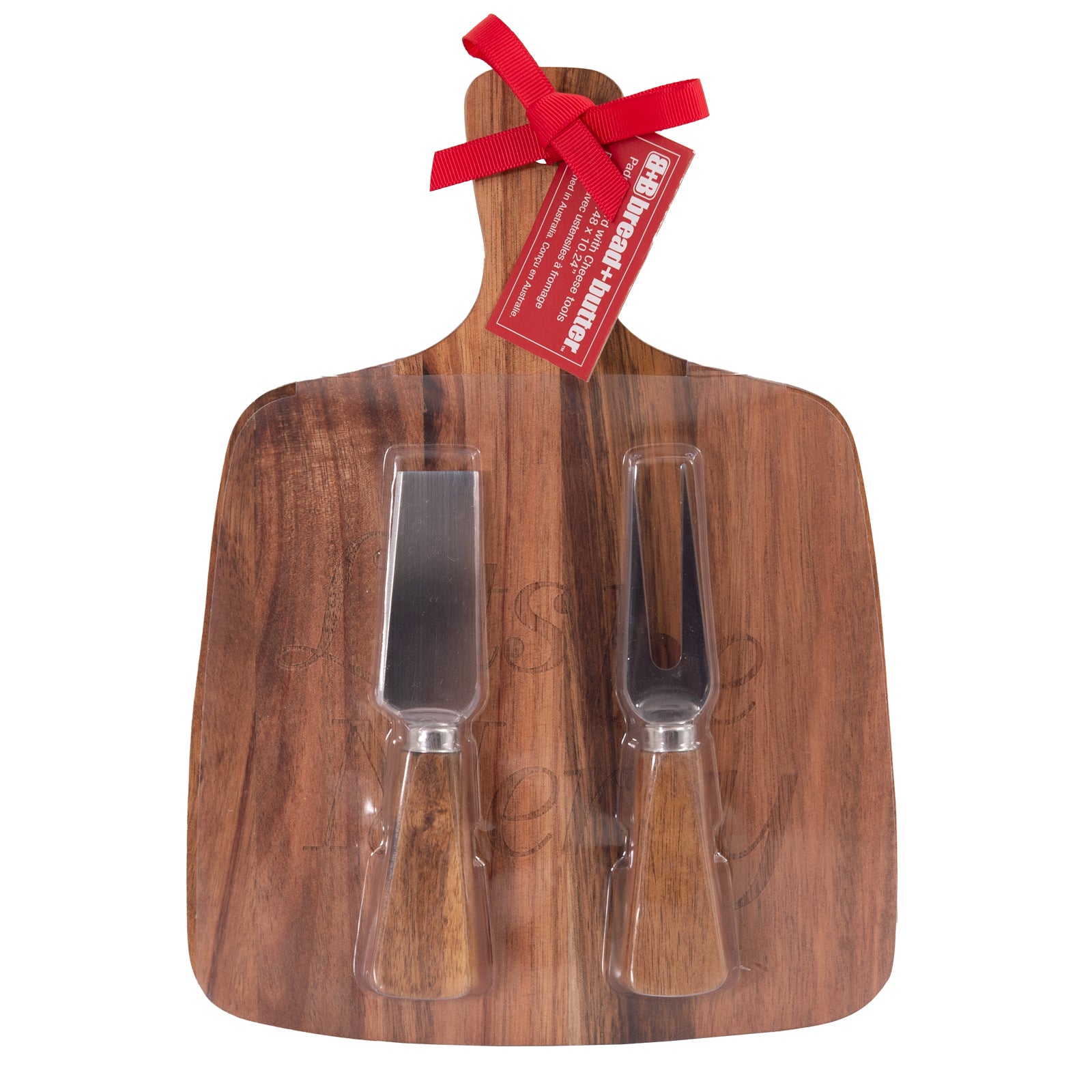 Bread and Butter Rectangle Paddle Food Board w/ 2 Cheeese Knives-TAS_Metro