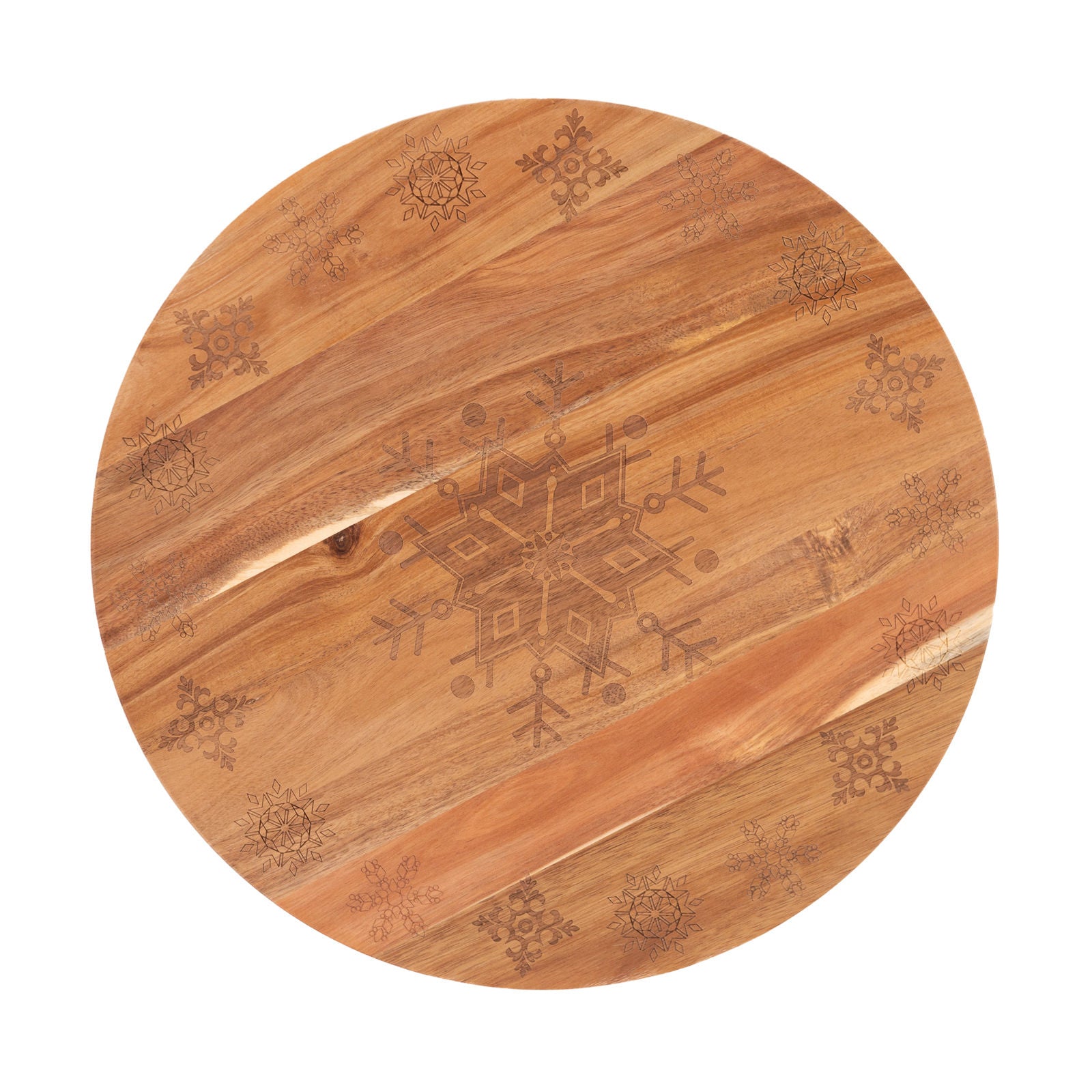 Bread and Butter 18 Inch Wooden Lazy Susan Tray - Wood Snowflake-TAS_Metro