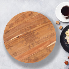 Bread and Butter 18 Inch Wooden Lazy Susan Tray - Wood Snowflake-VIC_Rural