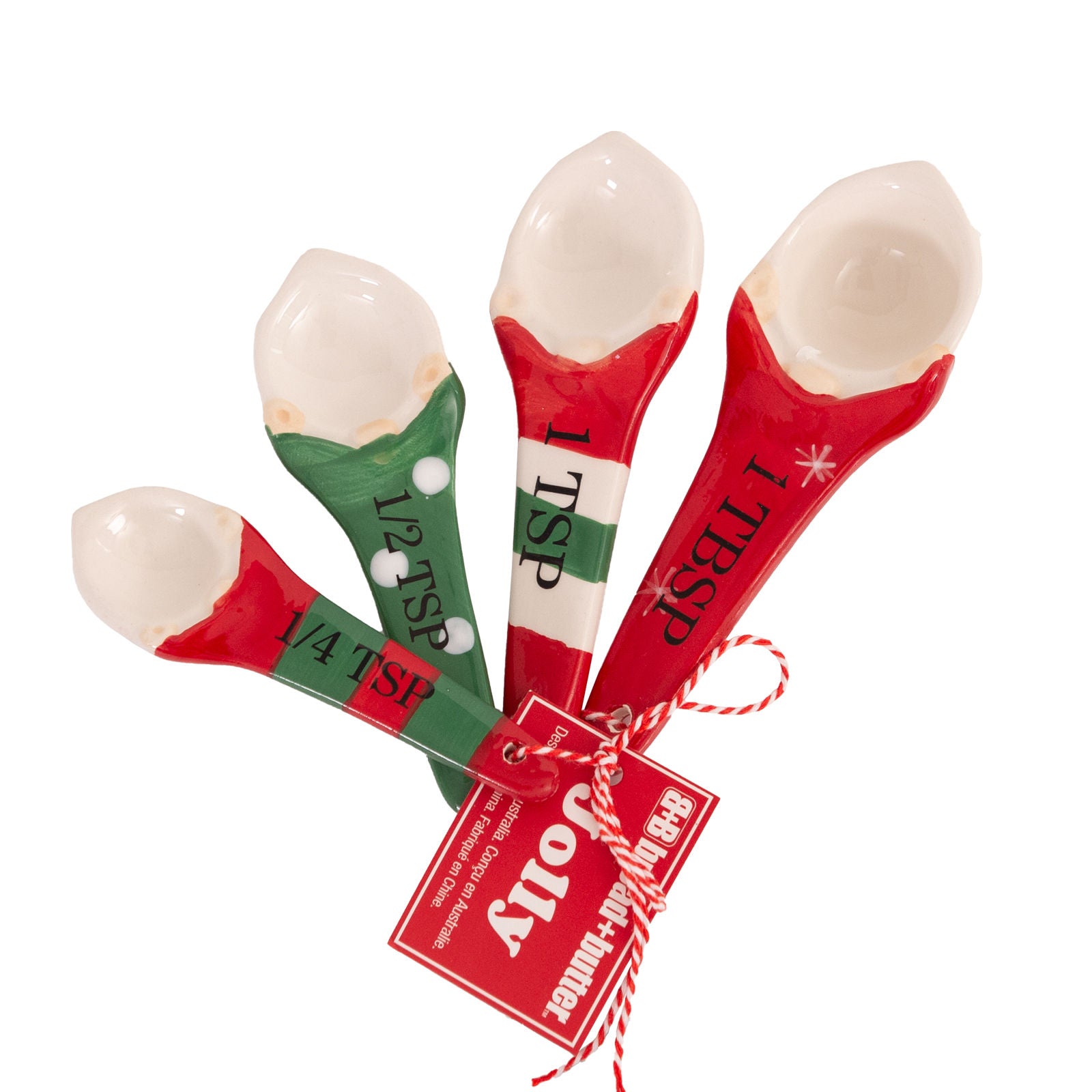 Bread and Butter Gnome Measuring Spoons - 4 Pack - Green/ Red/ White-ACT