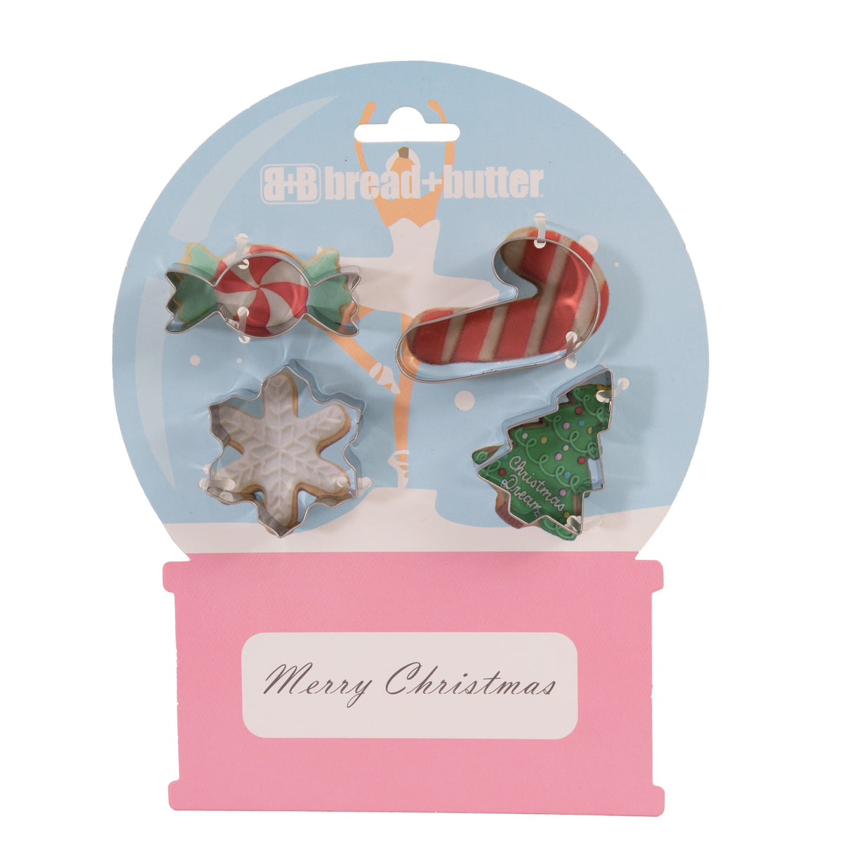 Bread and Butter Cookie Cutter - Snowglobe, Card, Tree, Candy Cane - 4 Pack-NT_Rural