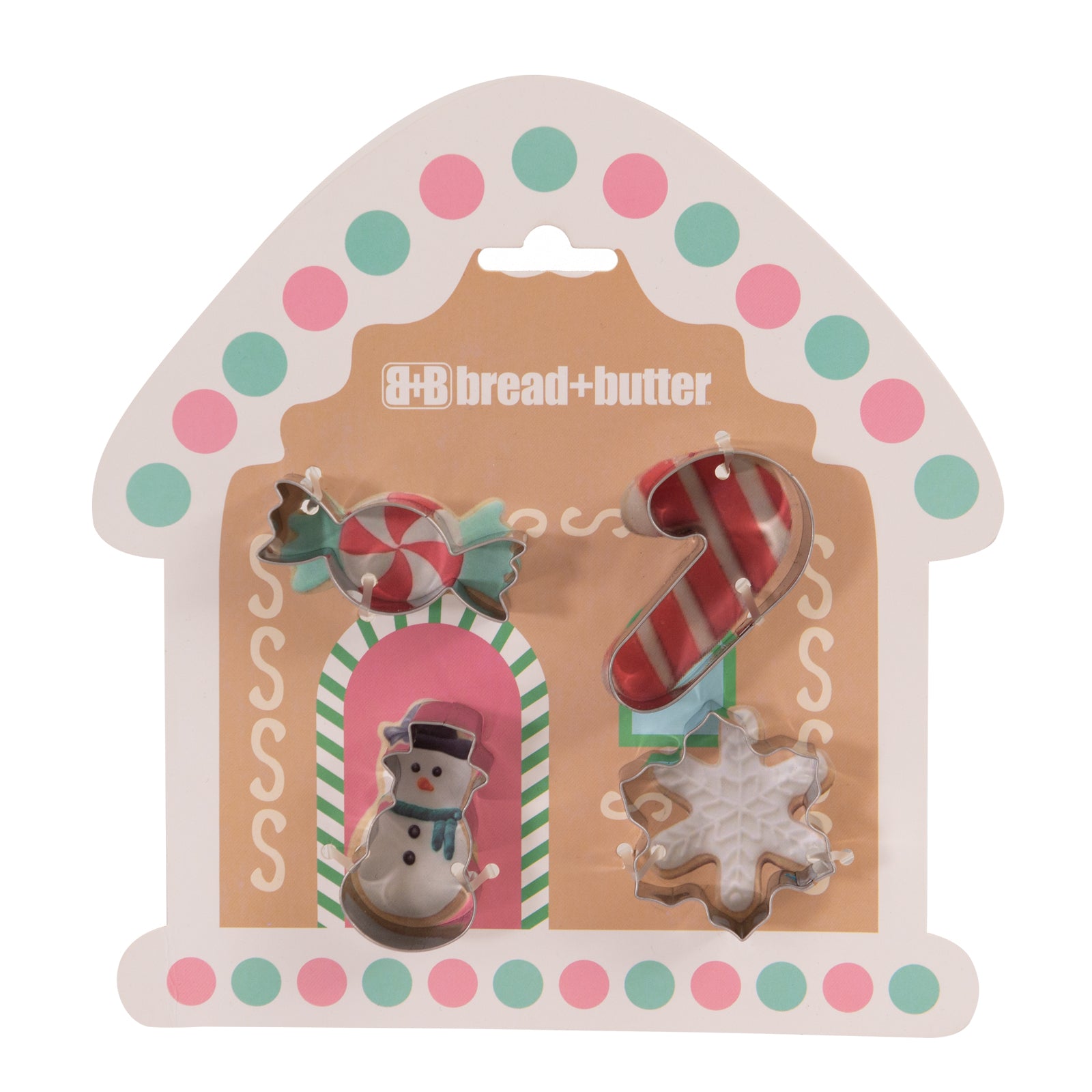 Bread and Butter Cookie Cutter - House, Snowman, Snowflake, Candy Cane - 4 Pk-SA_Metro