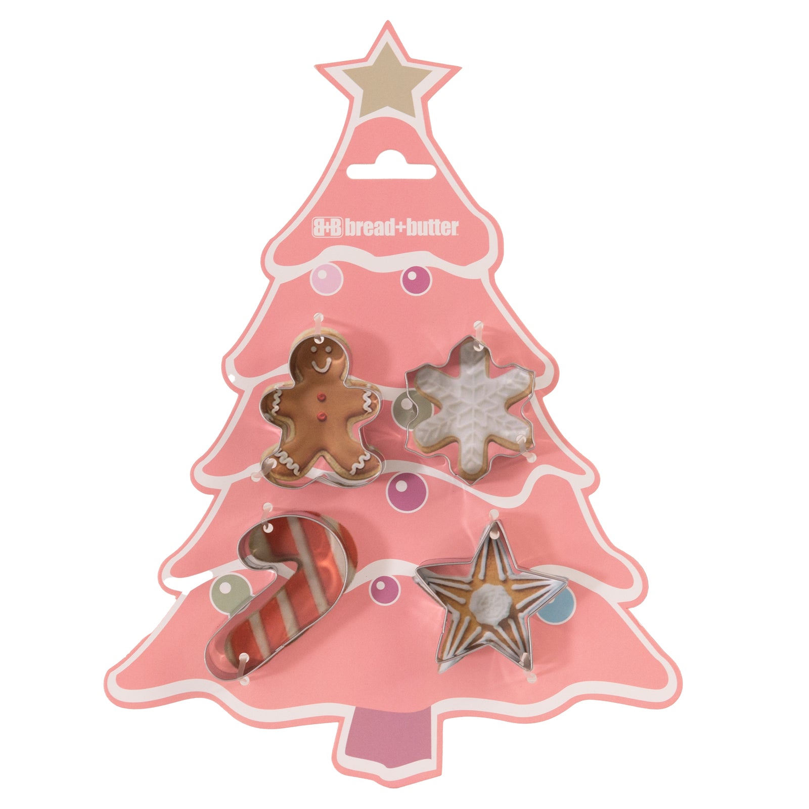 Bread and Butter Cookie Cutter - Tree, Gingerbread Man, Snowflake, Star - 4 Pk-NSW_Rural