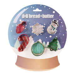 Bread and Butter Cookie Cutter - Globe, Flake, SnowMan, Cane, Sock, Tree - 6 Pk-TAS_Metro