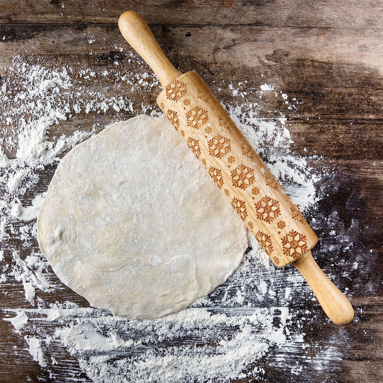 Bread and Butter Laser Etch Wooden Rolling Pin - Snowflake-ACT