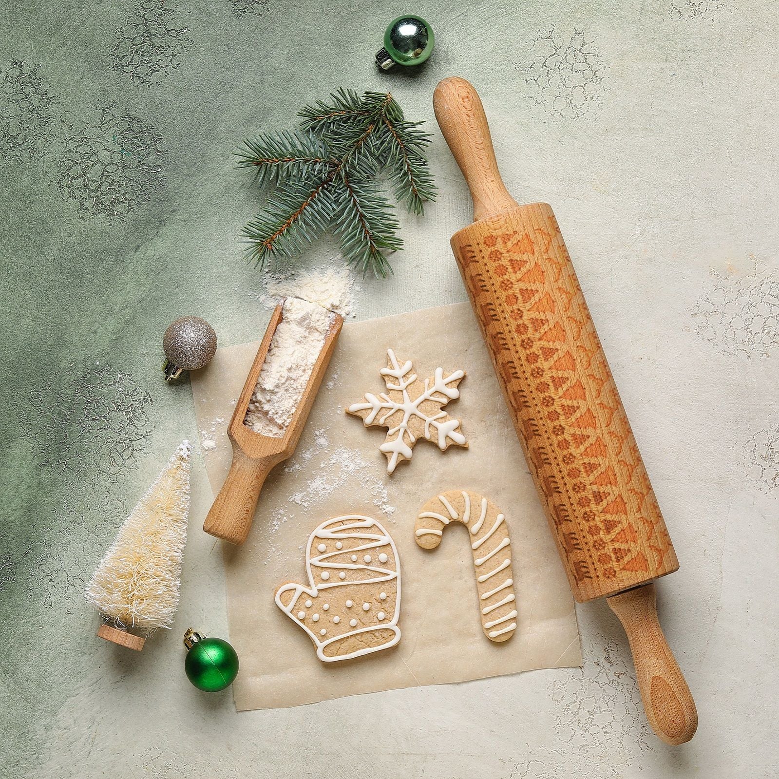 Bread and Butter Laser Etch Wooden Rolling Pin - Fairisle-NT_Metro