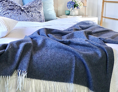 Kensington Throw - 10% Cashmere/ 90% Super Fine Merino Wool - Navy