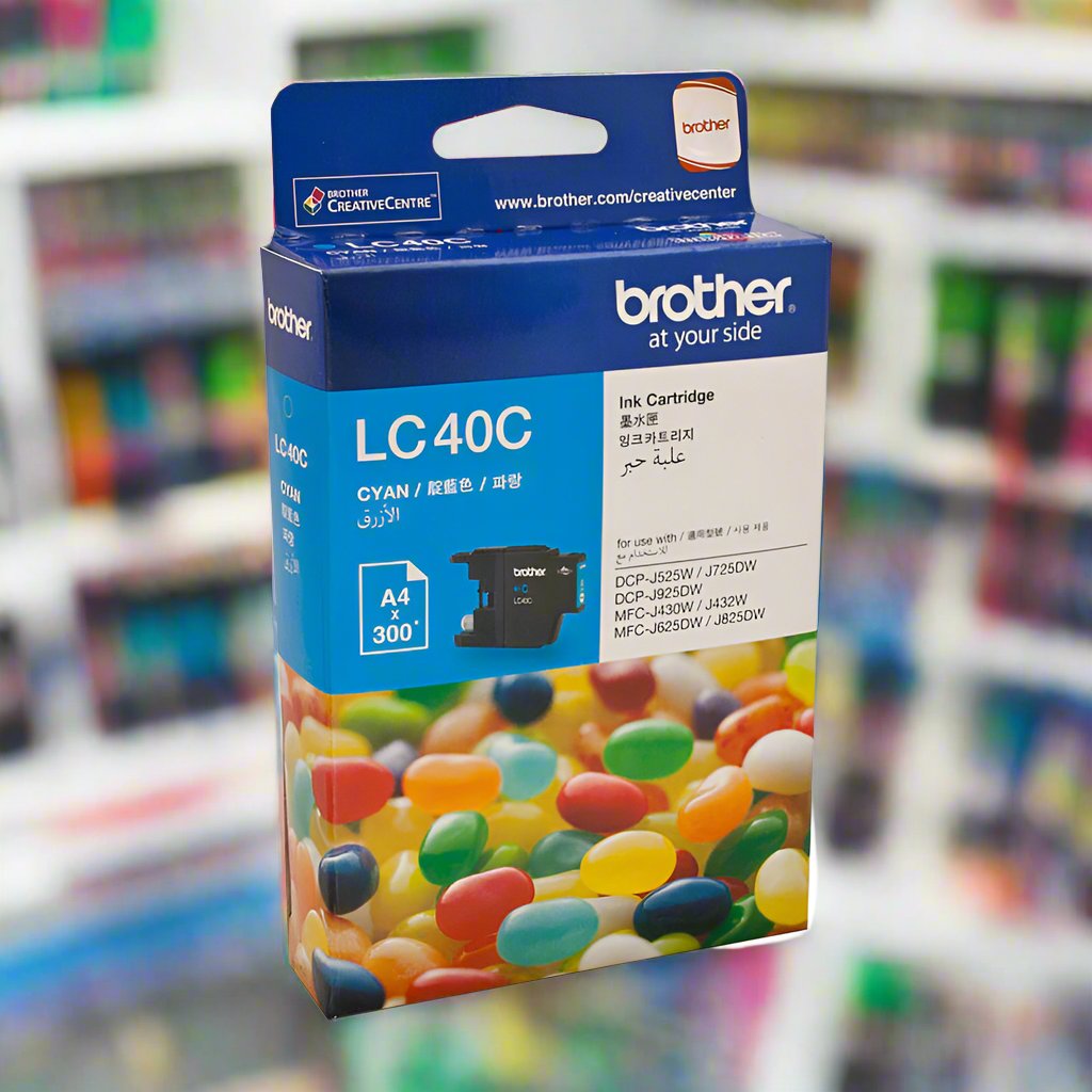 Brother LC-40C Cyan Ink Cartridge - to suit DCP-J525W/J725DW/J925DW, MFC-J430W/J432W/J625DW/J825DW- up to 300 pages