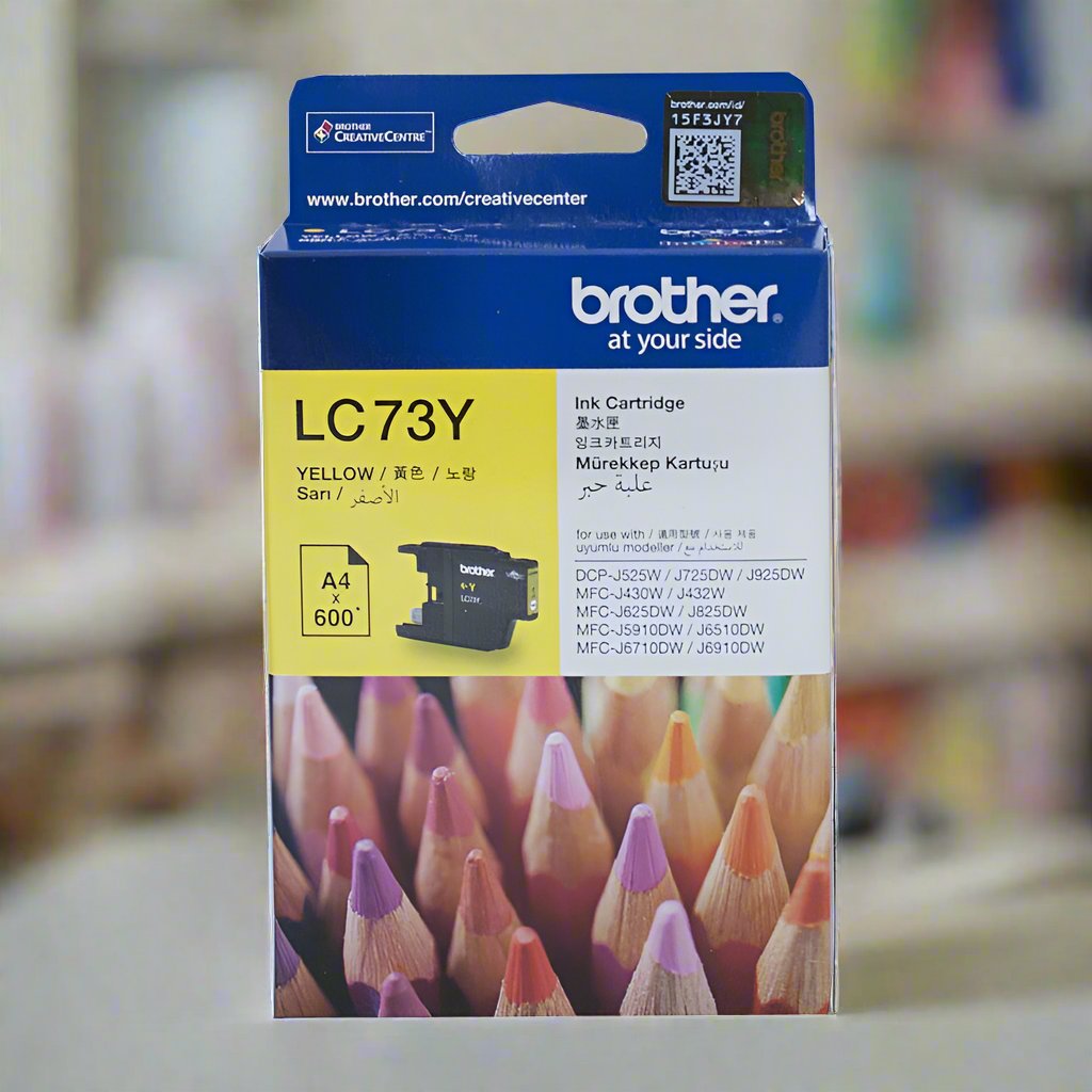 Brother LC-73Y Yellow High Yield Ink - DCP-J525W/J725DW/J925DW, MFC-J6510DW/J6710DW/J6910DW/J5910DW/J430W/J432W/J625DW/J825DW - up to 600 pages