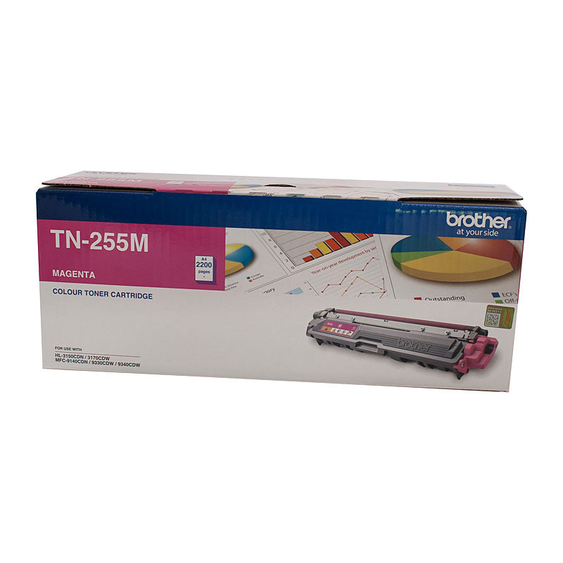 Brother TN-255M Colour Laser Toner - Magenta High Yield- HL-3150CDN/3170CDW/MFC-9140CDN/9330CDW/9335CDW/9340CDW /DCP-9015CDW 2,200 Pages