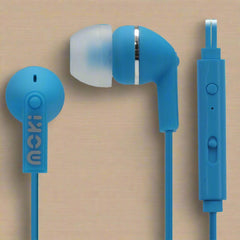 MOKI Noise Isolation Earbuds with microphone & control - BLUE