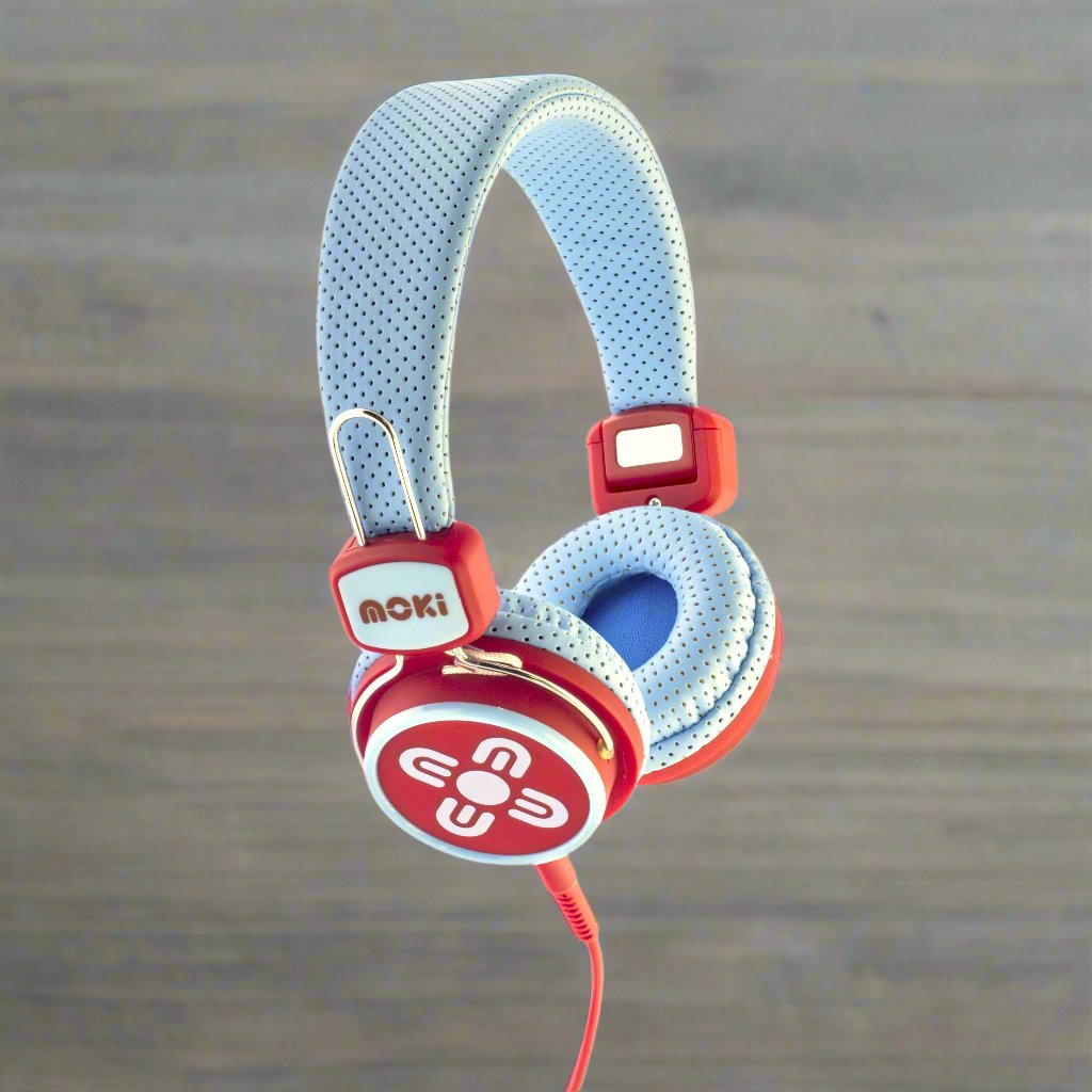 MOKI Kid Safe Volume Limited Blue & Red Headphones