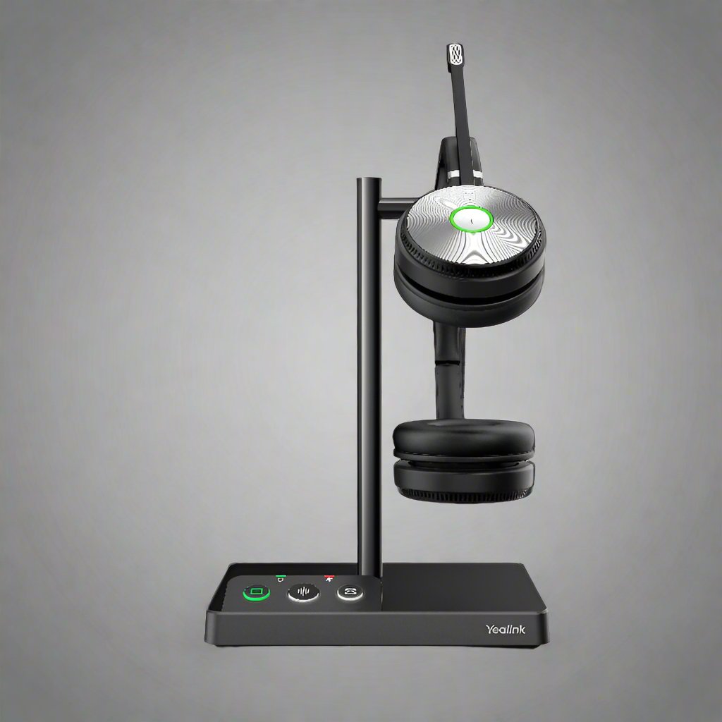 YEALINK WH62 Dual UC DECT Wireless Headset, Busylight On Headset, Leather Ear Cushions