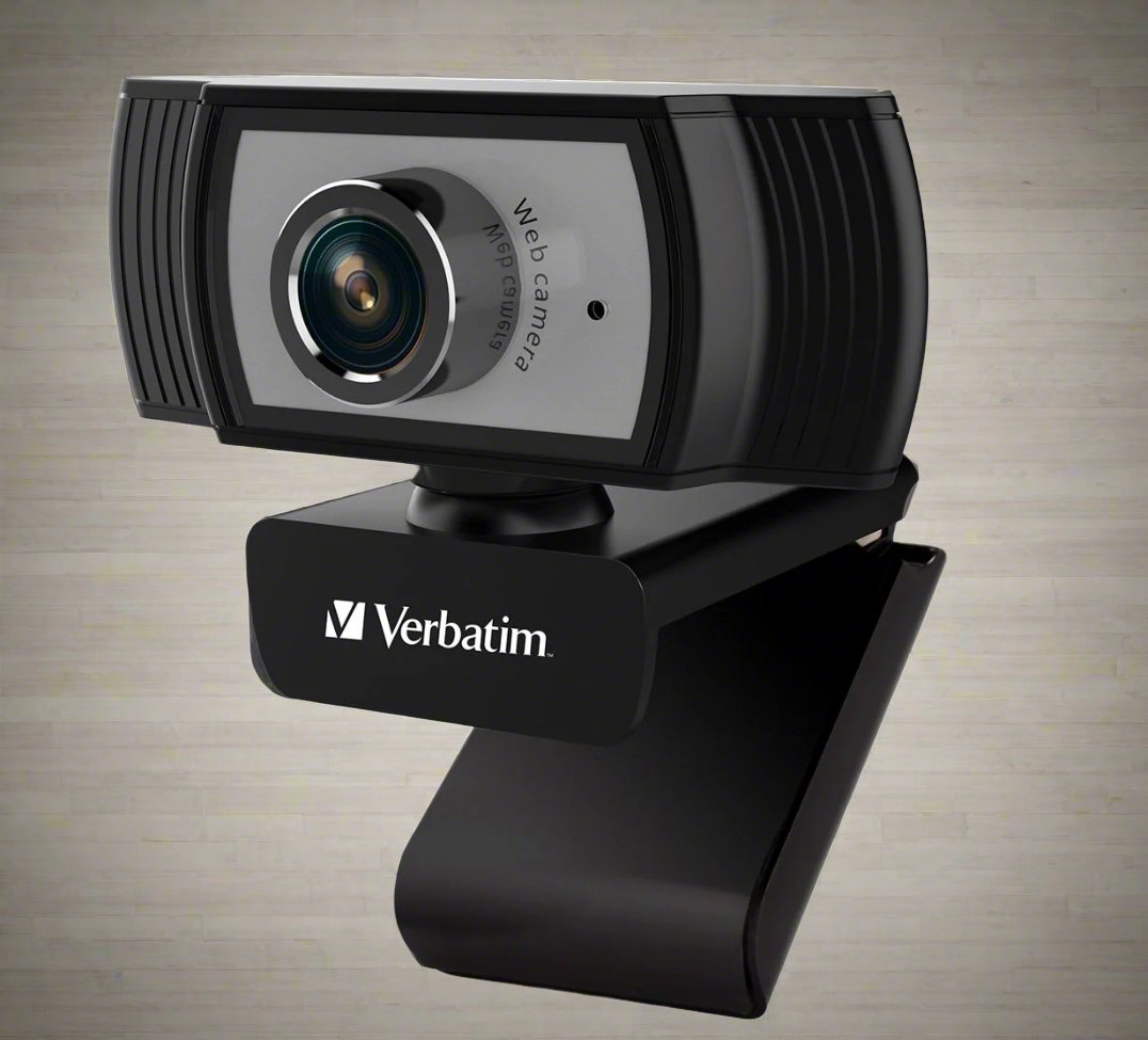 VERBATIM 1080p Full HD Webcam - Black/Silver FHD 1920x1080, 2.0 Mega Pixels, Compatible with Windows XP,7 8, 10, Android V5, MacOS 10.6 or Above