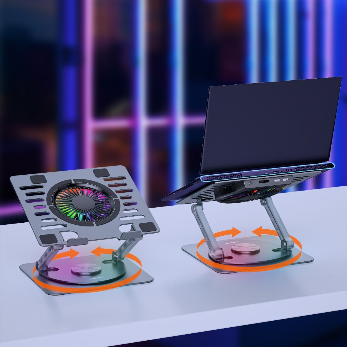 mbeat Stage S8 Rotating Laptop Stand with RGB Cooling Fan and USB Ports