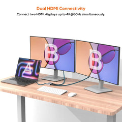 mbeat Tough Link USB-C to Dual 4K/60Hz HDMI MST Adapter - Space Grey