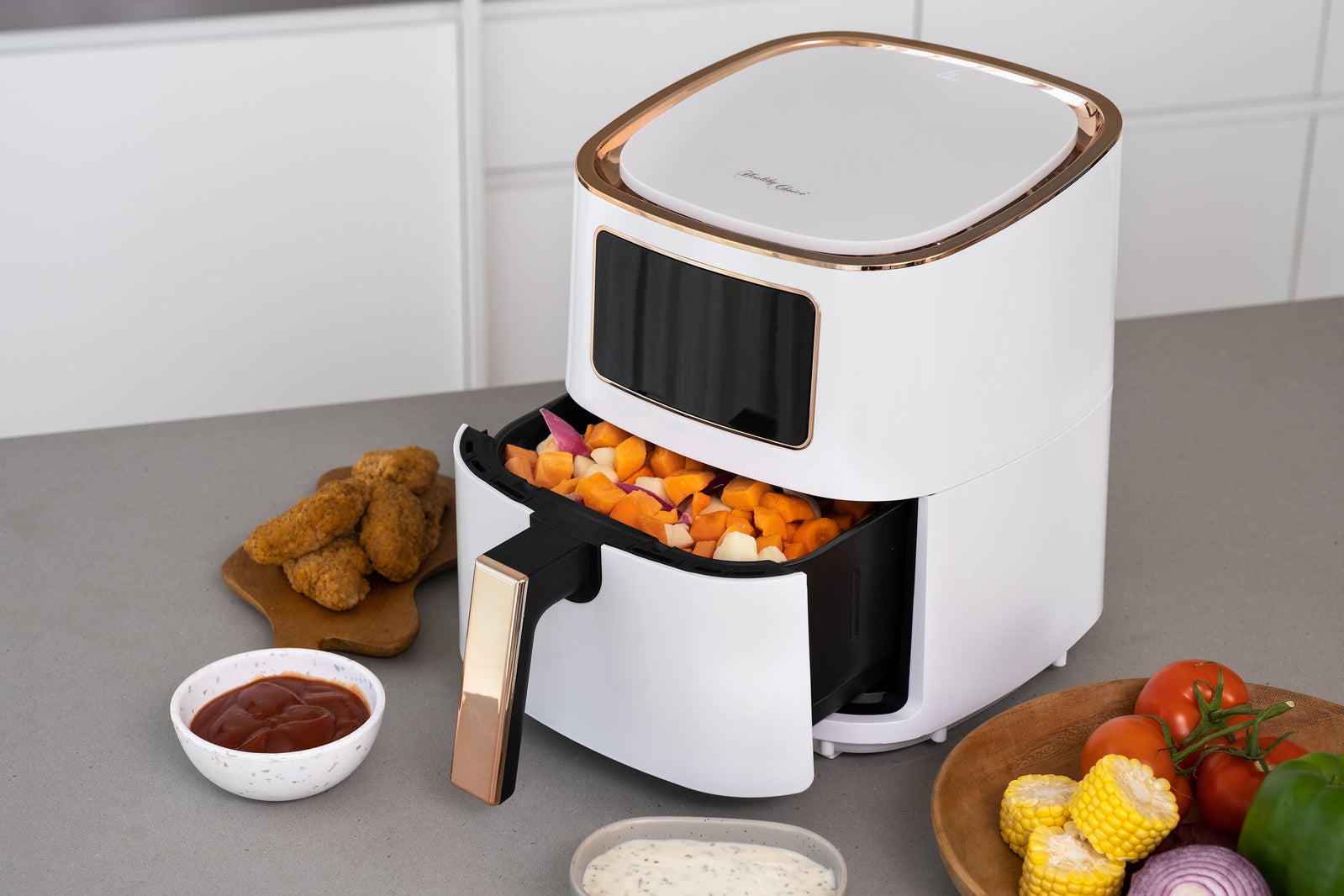 7L Digital Air Fryer (White Rose Gold) 1700W, <200å¡C, 8 Cooking Settings-ACT