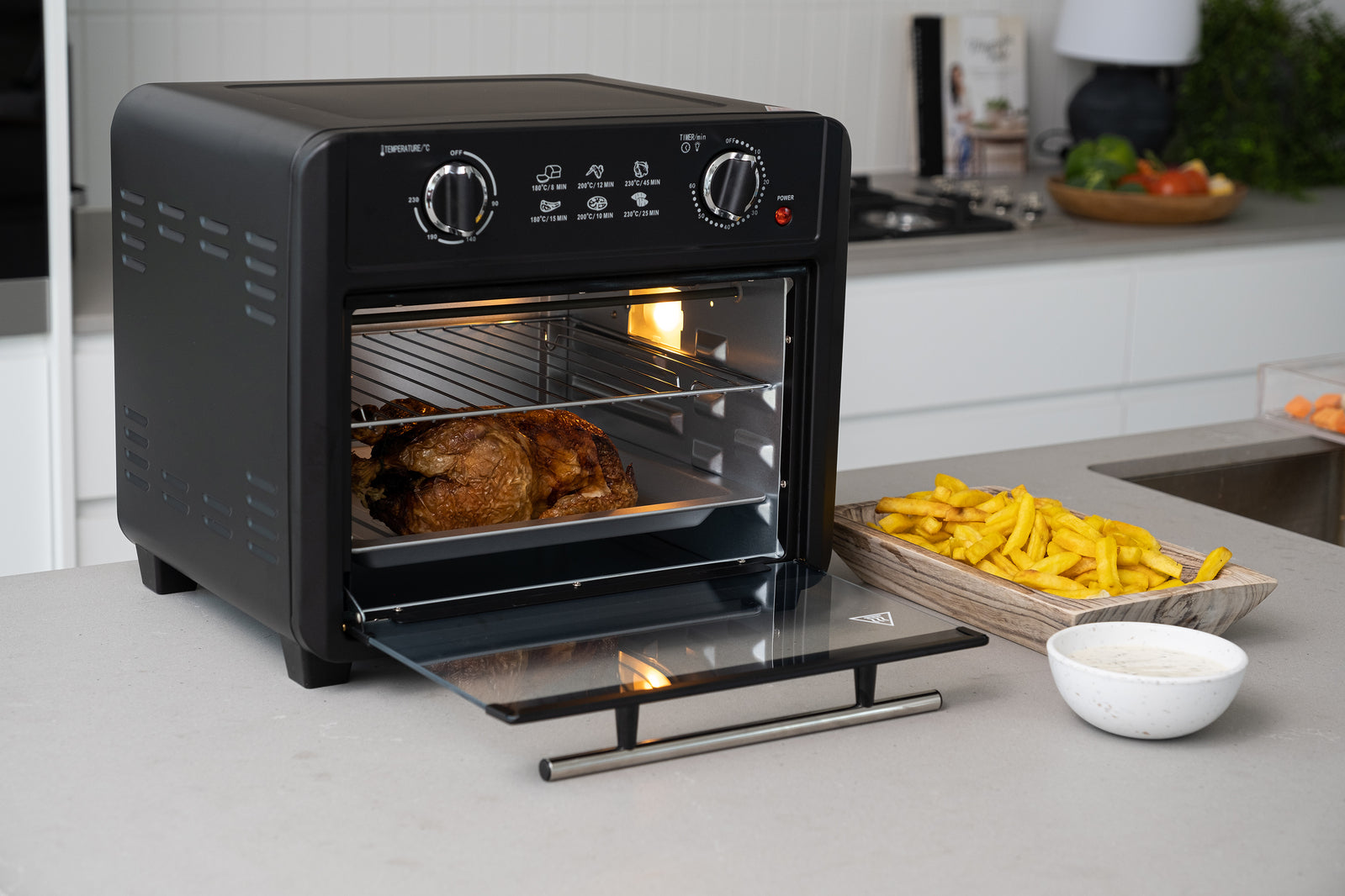 23L Air Fryer Oven (Black) + 3 Accessories to Bake & Cook-NT_Rural