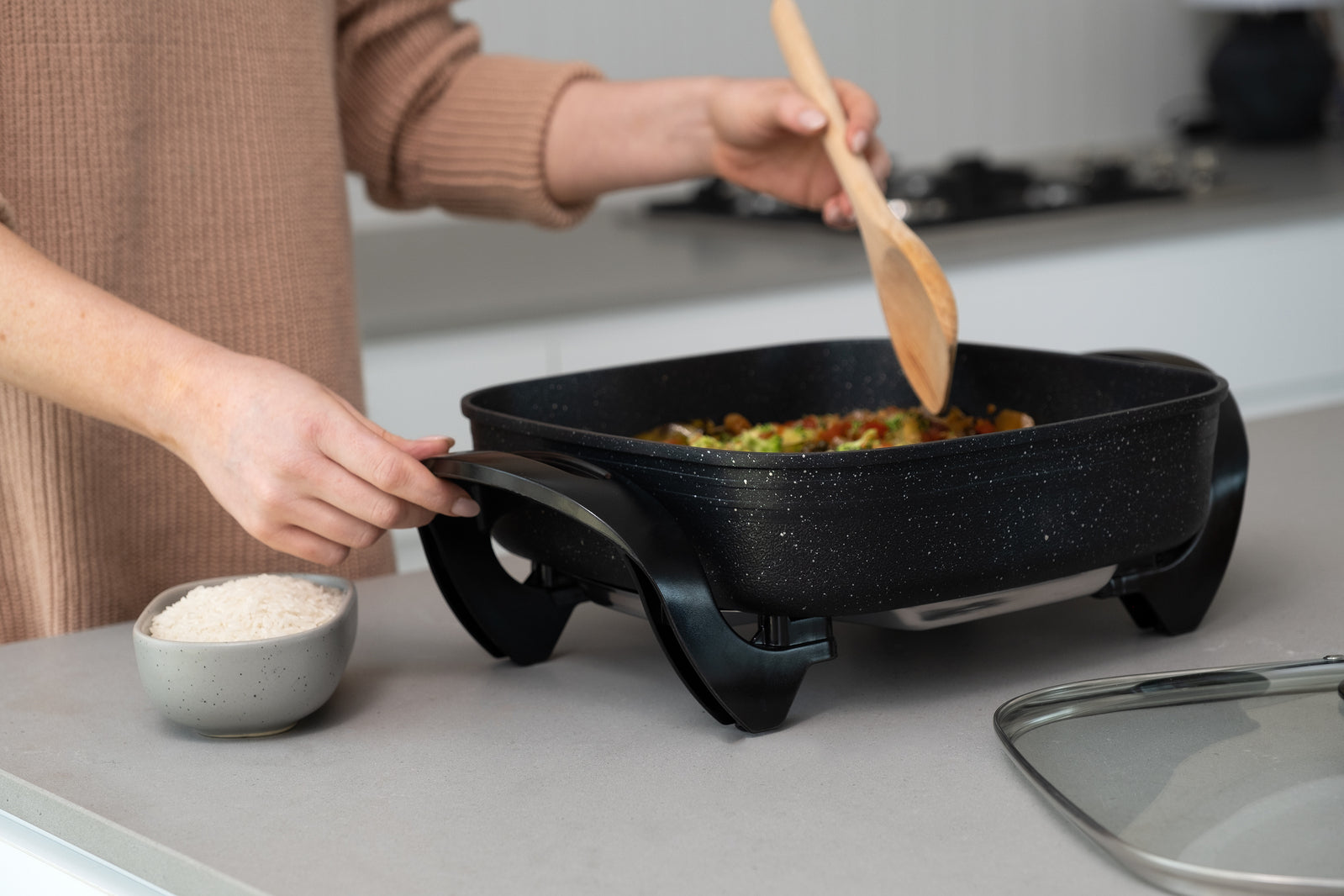 Stone Electric Fry Pan for Cooking, 7.2L Capacity, Non-Stick-ACT