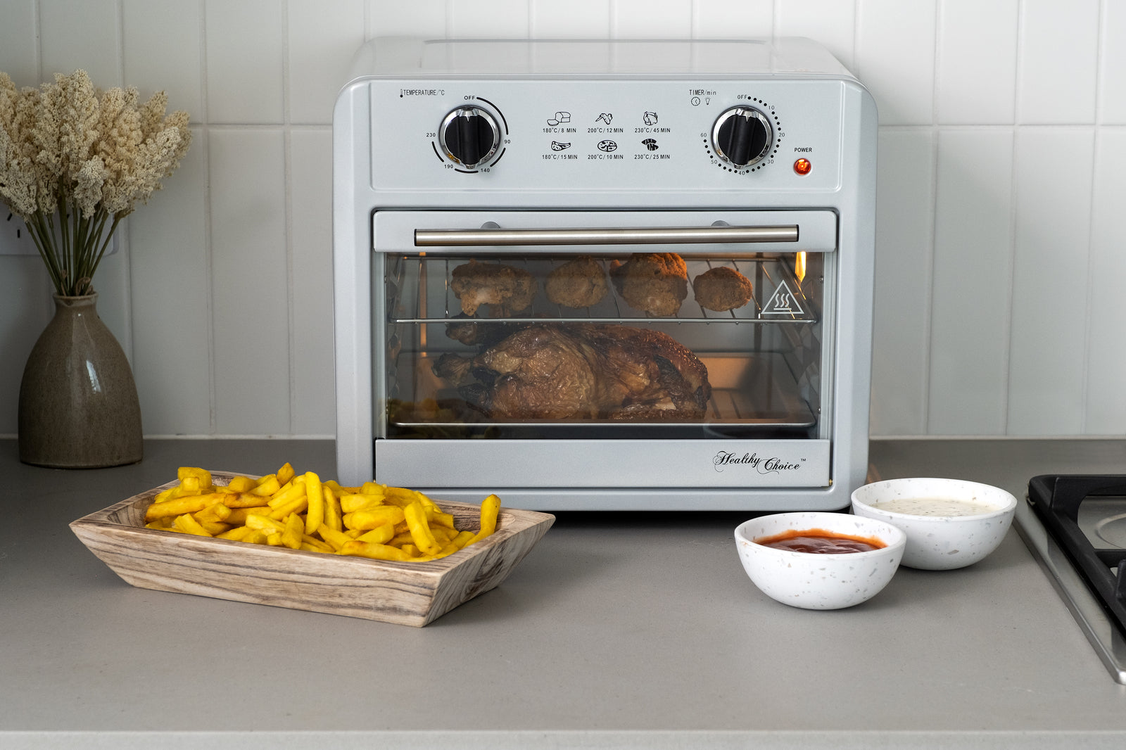 23L Air Fryer Oven + 3 Cooking Accessories (Silver) 23L Capacity-WA_Rural