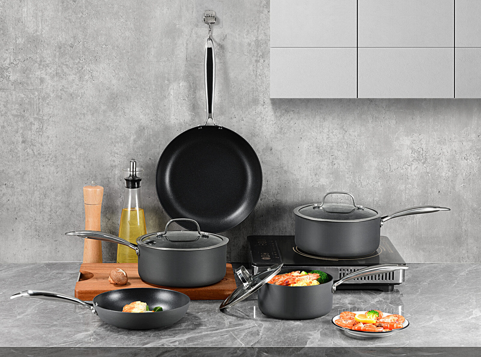 8-Piece Cookware Set with Non-stick Coating and Glass Lids-QLD_Rural