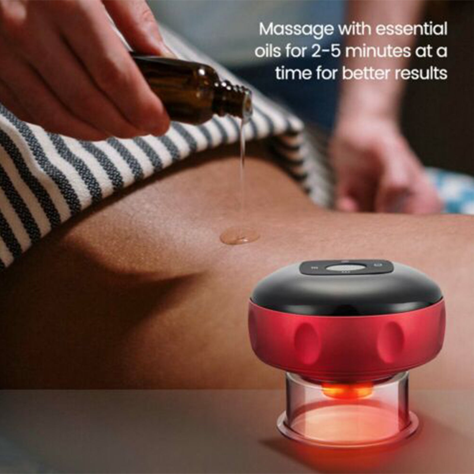 12 levels Electric Cupping Therapy Smart Scraping Massager Red Light Heating Body Slimming Red-VIC_Rural