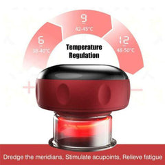 12 levels Electric Cupping Therapy Smart Scraping Massager Red Light Heating Body Slimming Red-NT_Rural