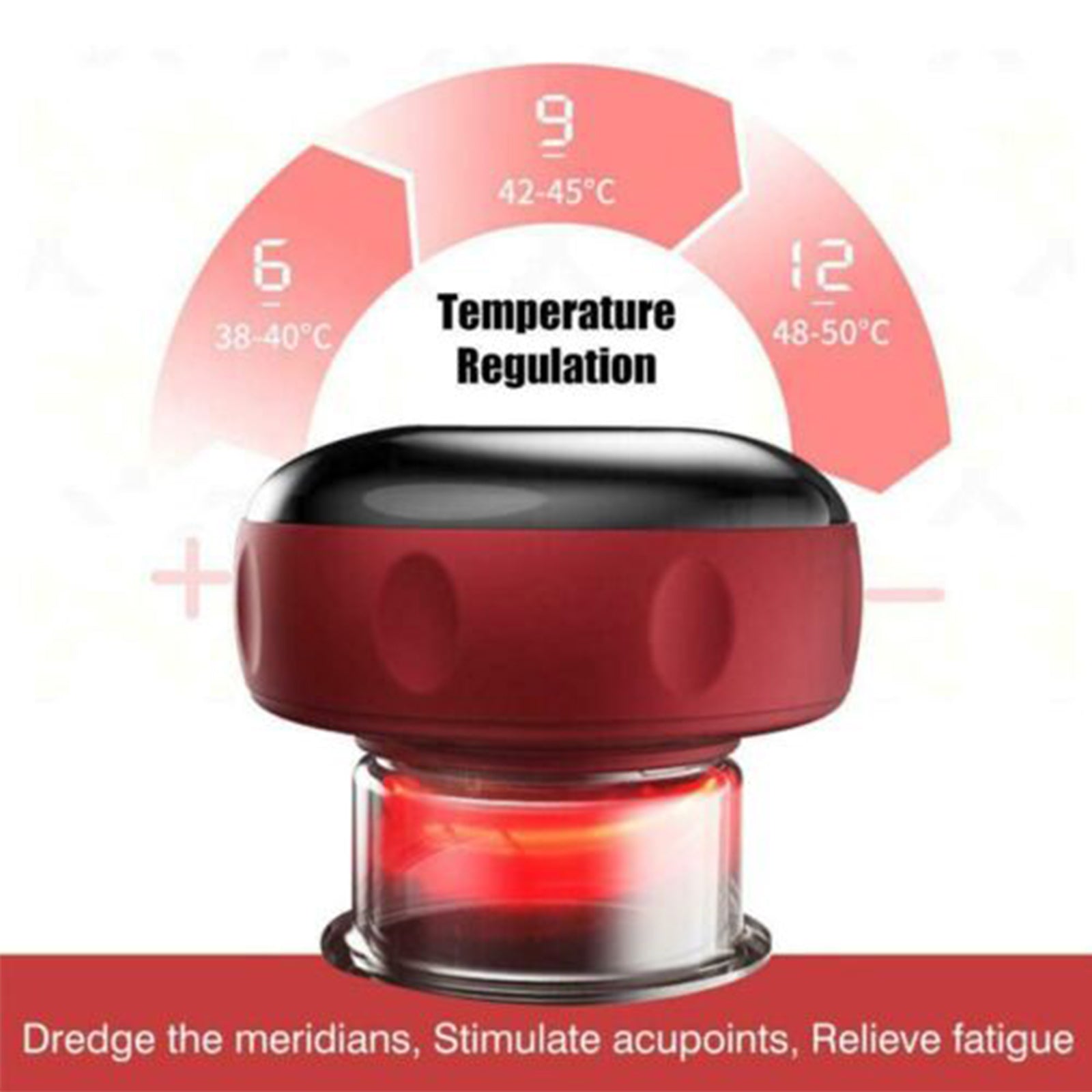 12 levels Electric Cupping Therapy Smart Scraping Massager Red Light Heating Body Slimming Red-REMOTE