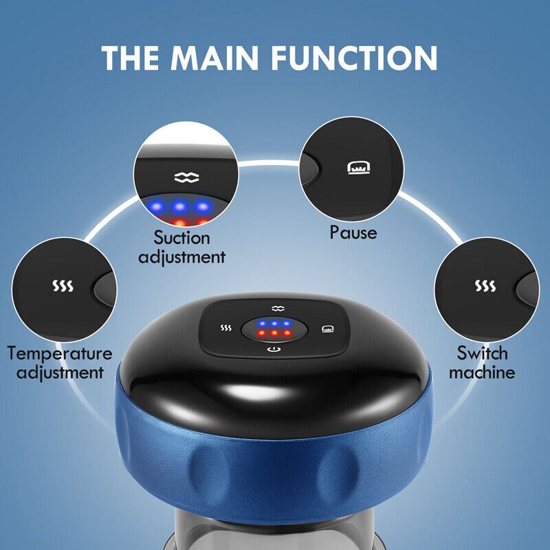 12 levels Electric Cupping Therapy Smart Scraping Massager Red Light Heating Body Slimming Blue-QLD_Metro