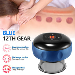 12 levels Electric Cupping Therapy Smart Scraping Massager Red Light Heating Body Slimming Blue-NSW_Rural