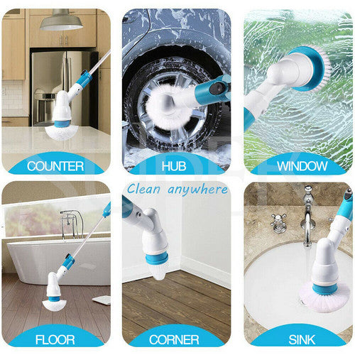 10PCS Rechargeable Spin Scrubber Electric Turbo Scrub Cleaning Brush Cordless Kit-ACT