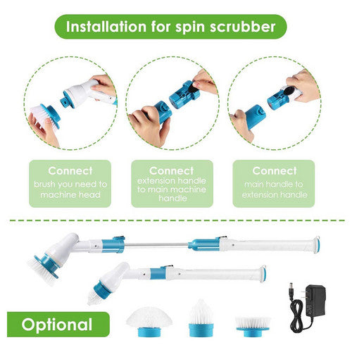 10PCS Rechargeable Spin Scrubber Electric Turbo Scrub Cleaning Brush Cordless Kit-ACT