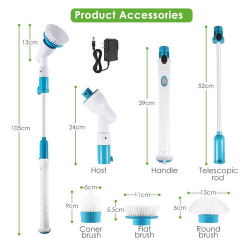 10PCS Rechargeable Spin Scrubber Electric Turbo Scrub Cleaning Brush Cordless Kit-ACT