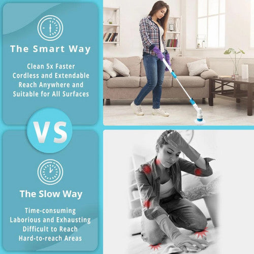 5PCS Rechargeable Spin Scrubber Electric Turbo Scrub Cleaning Brush Cordless Kit-REMOTE