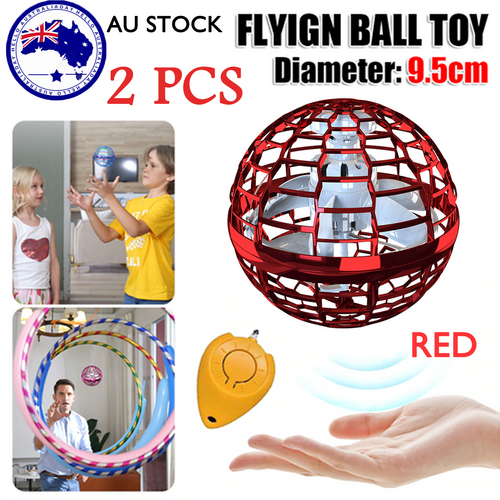 2pcs RED Flying Ball Mini Hand UFO Toys Drone Helicopter Hover Quadcopter Kids Toys Gifts-SA_Rural