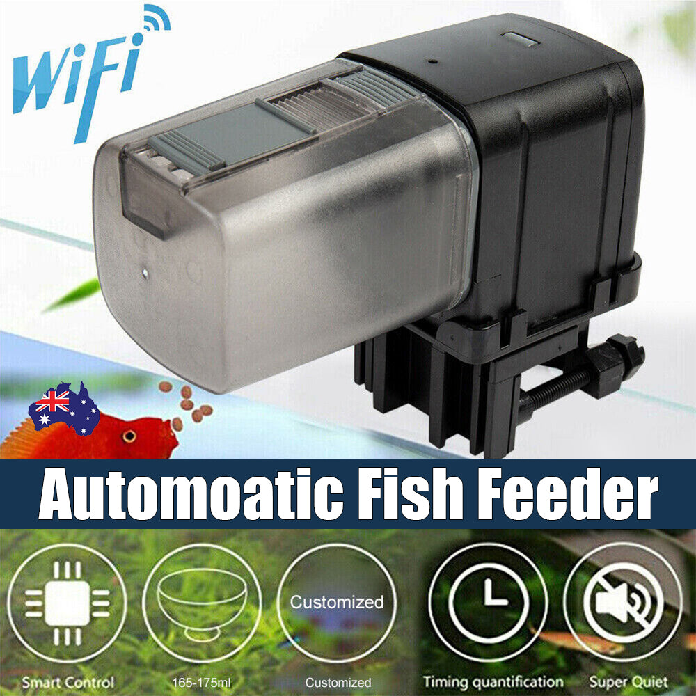 WiFi Automatic Fish Food Feeder Pet Feeding Aquarium Tank Pond Dispenser USB-ACT