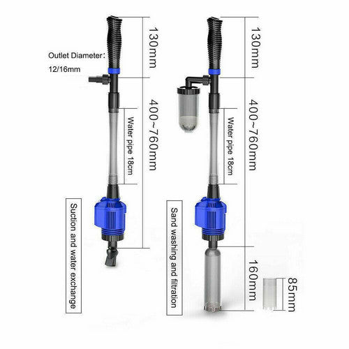 Electric Aquarium Fish Tank Cleaner Water Exchanger Siphon Vacuum Sand Cleaner-ACT